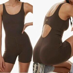 Aritzia Golden ButterSway Romper Back Cutout Dark Brown Green Size XS